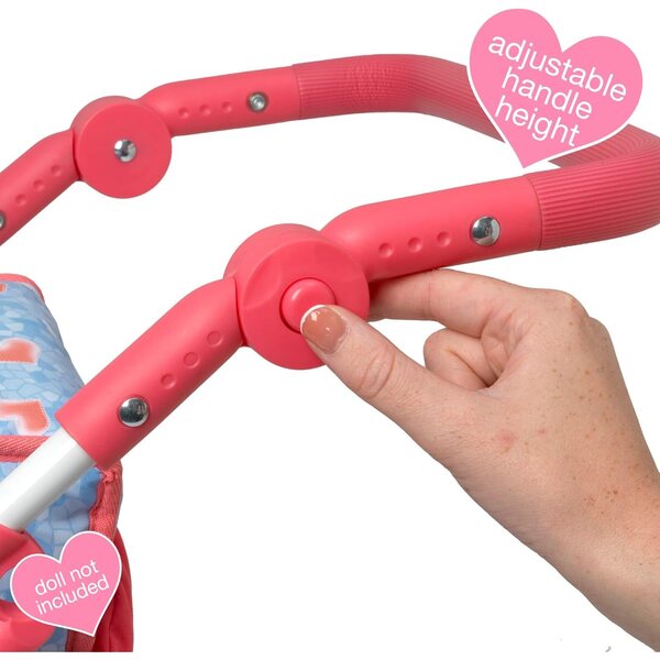 Deluxe-Faltwagen für Puppen bis 46 cm mit Verdeck und Korb