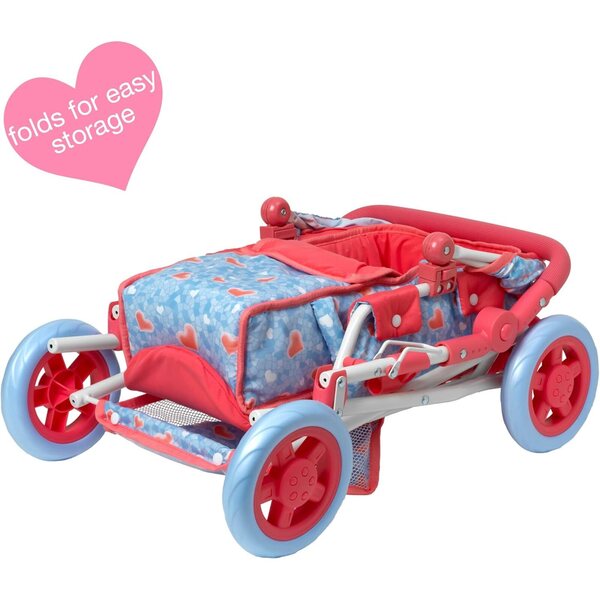Deluxe-Faltwagen für Puppen bis 46 cm mit Verdeck und Korb