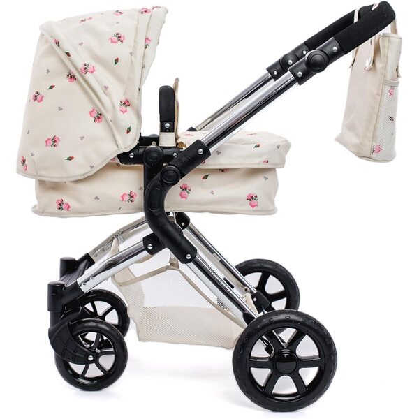 Einzelner verstellbarer Kinderwagen für Darcie-Puppen mit 2-in-1-Sitz in Cremefarbe