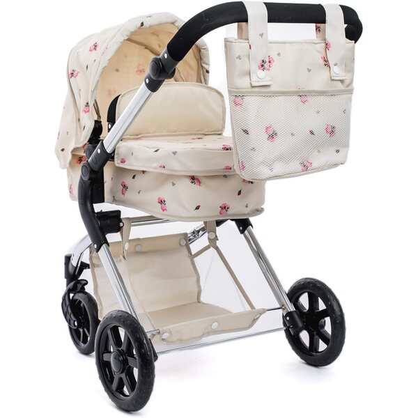 Einzelner verstellbarer Kinderwagen für Darcie-Puppen mit 2-in-1-Sitz in Cremefarbe