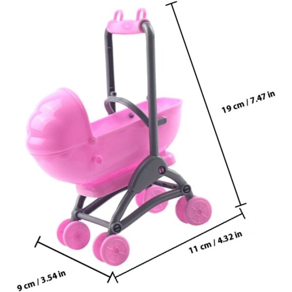BESPORTBLE Set mit 4 rosa Accessoires für Mädchen-Kinderwagen, sichere und realistische Rollenspiele