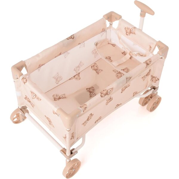 Carrello gioco per bambole Roma Teddy con orsacchiotto, pieghevole e leggero, fino a 42 cm