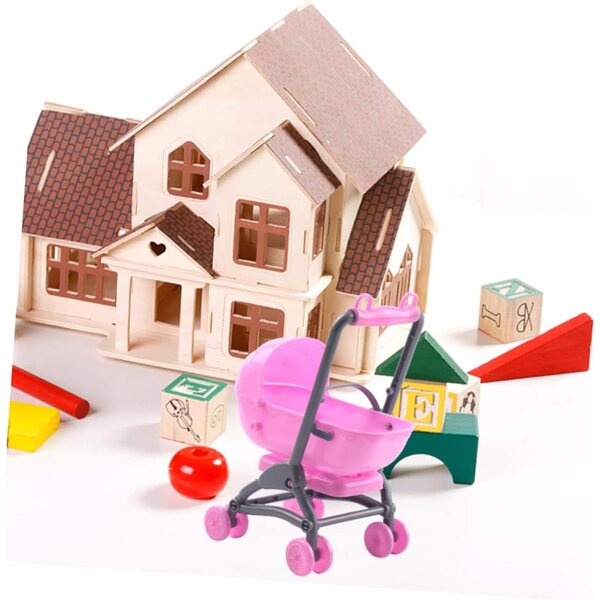 HEMOTON 2 rosa Kinderwagen-Miniaturen, sicher und realistisch für Dekoration und Spielen