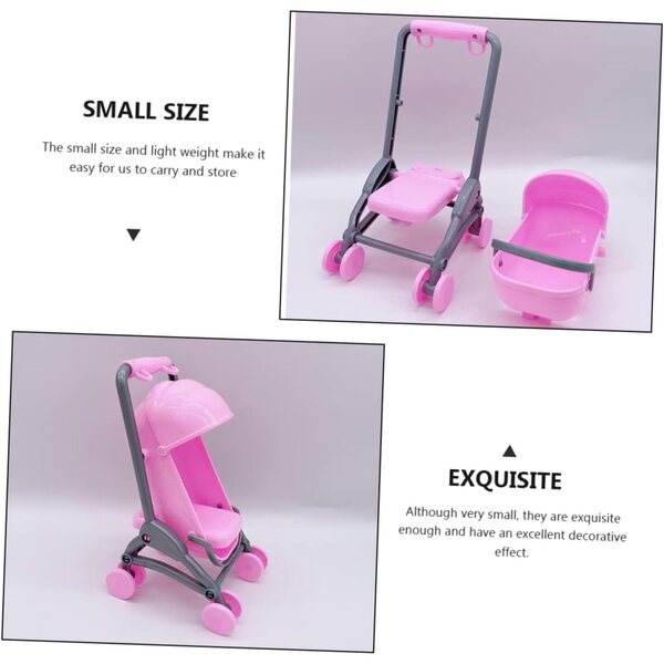 HEMOTON 2 rosa Kinderwagen-Miniaturen, sicher und realistisch für Dekoration und Spielen