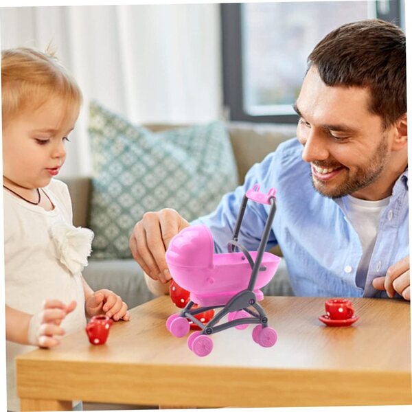 HEMOTON 2 rosa Kinderwagen-Miniaturen, sicher und realistisch für Dekoration und Spielen