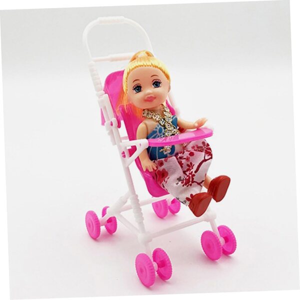 YARNOW Rosa Spielzeug-Kinderwagen für Puppen – regt Kreativität und Koordination an