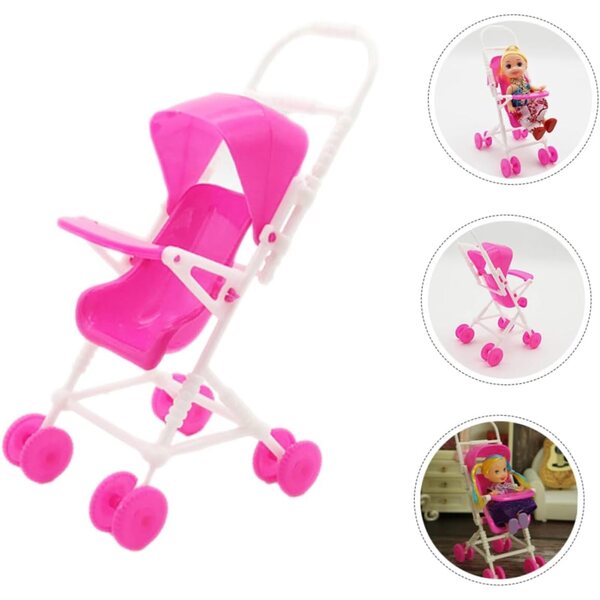 YARNOW Rosa Spielzeug-Kinderwagen für Puppen – regt Kreativität und Koordination an