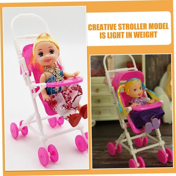 YARNOW Rosa Spielzeug-Kinderwagen für Puppen – regt Kreativität und Koordination an