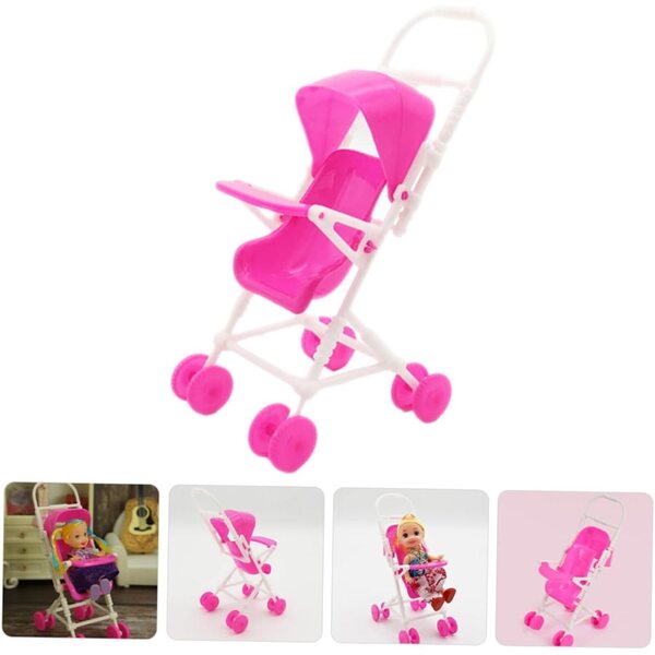 YARNOW Rosa Spielzeug-Kinderwagen für Puppen – regt Kreativität und Koordination an