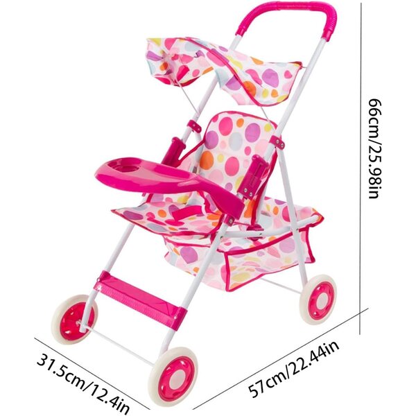 Lainiaoly Spielzeug-Kinderwagen für Puppen mit Sonnenschirm und Doppelkorb