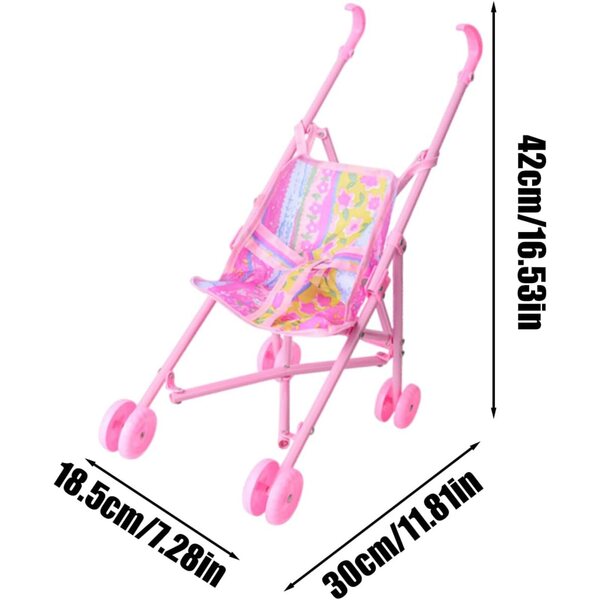 Realistischer rosa Spielzeug-Kinderwagen für Kinder – Imitations- und Fantasy-Spiele