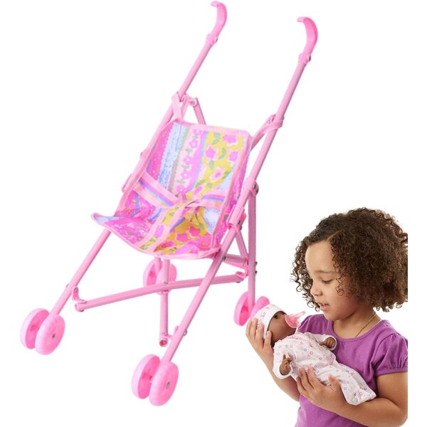 Realistischer rosa Spielzeug-Kinderwagen für Kinder – Imitations- und Fantasy-Spiele