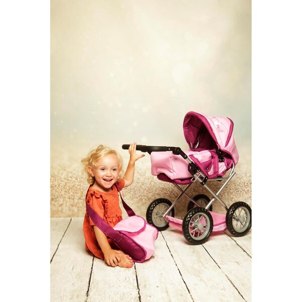 KNORRTOYS.COM Rubinrosa Puppenwagen mit verstellbarem Verdeck und Zubehör