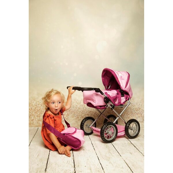 KNORRTOYS.COM Rubinrosa Puppenwagen mit verstellbarem Verdeck und Zubehör