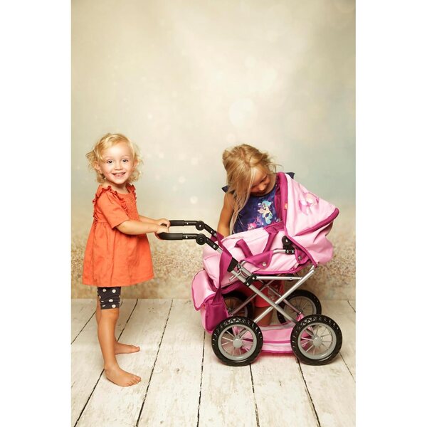 KNORRTOYS.COM Rubinrosa Puppenwagen mit verstellbarem Verdeck und Zubehör