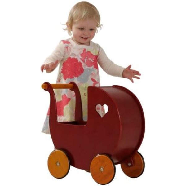 Moover Passeggino in Legno Rosso Ciliegia per Bambole, Design Danese Elegante