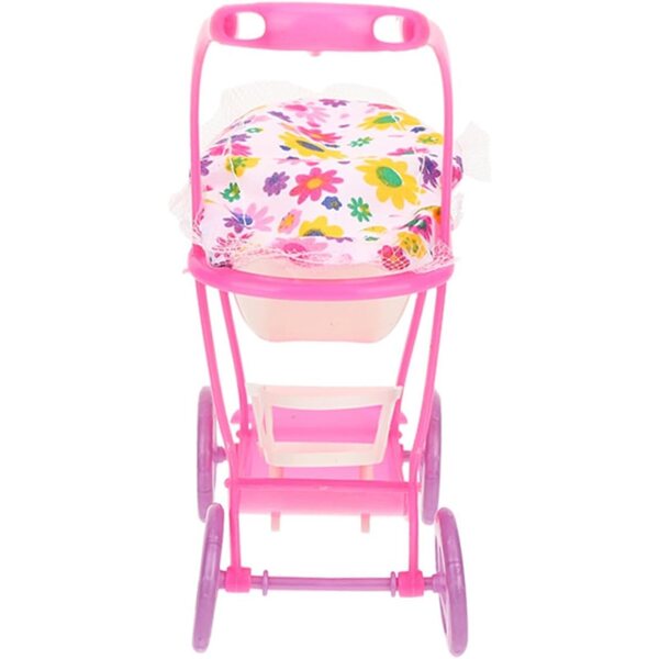 HEALSOPTHY Robuster, farbenfroher und realistischer rosa Mini-Puppenwagen