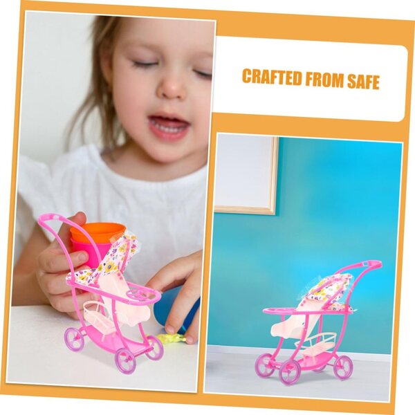 HEALSOPTHY Robuster, farbenfroher und realistischer rosa Mini-Puppenwagen