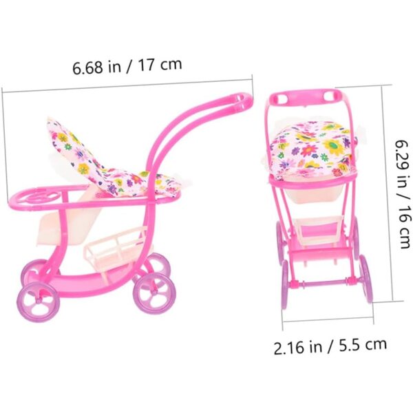 Hemobllo Passeggino Giocattolo per Bambole Miniatura Rosa, Design Elegante e Compatto