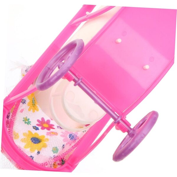 Hemobllo Passeggino Giocattolo per Bambole Miniatura Rosa, Design Elegante e Compatto