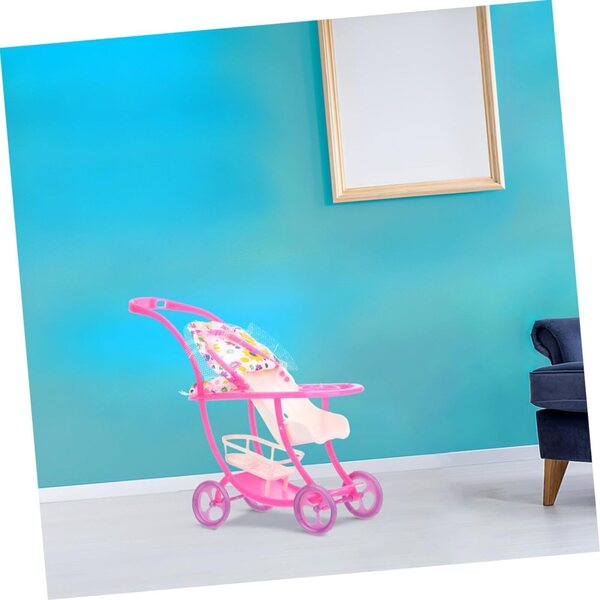 Hemobllo Passeggino Giocattolo per Bambole Miniatura Rosa, Design Elegante e Compatto