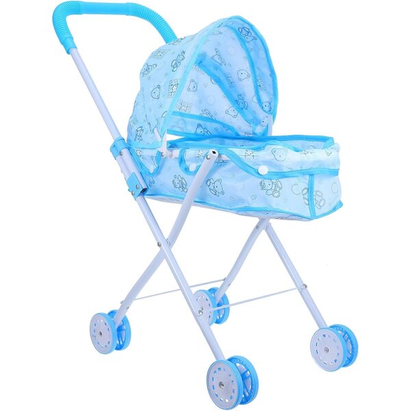 Alasum leichter und kompakter Spielzeug-Kinderwagen mit blauem Bärenkopf