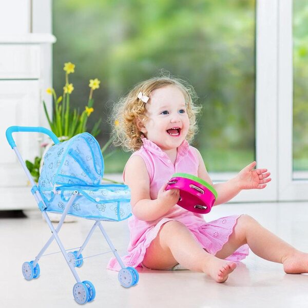 Alasum leichter und kompakter Spielzeug-Kinderwagen mit blauem Bärenkopf