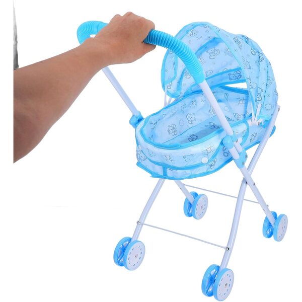 Alasum leichter und kompakter Spielzeug-Kinderwagen mit blauem Bärenkopf
