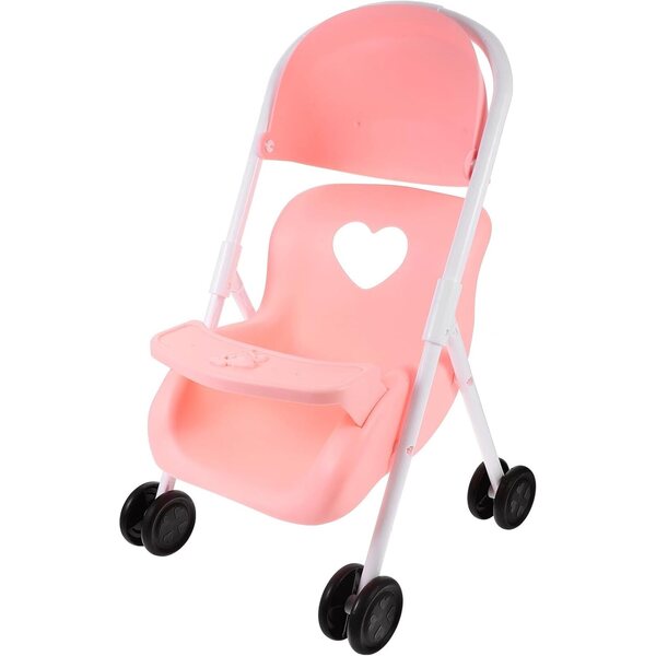 Rosa Kinderwagen für Plastikpuppen - Puppenhauszubehör 42x26x25 cm