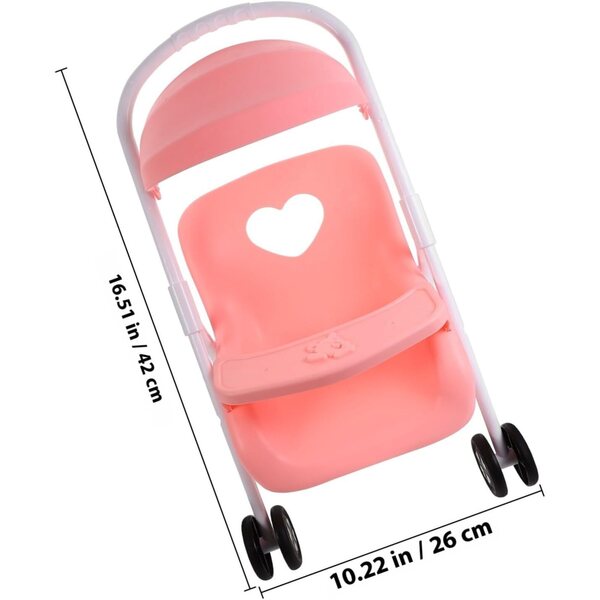 Rosa Kinderwagen für Plastikpuppen - Puppenhauszubehör 42x26x25 cm