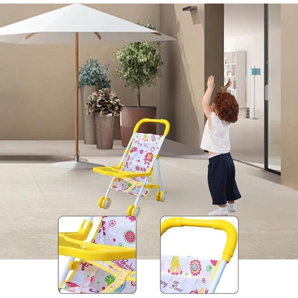 Colcolo Zusammenklappbarer Puppenwagen, 31 x 24,5 x 44 cm, Gelb, für Rollenspiele