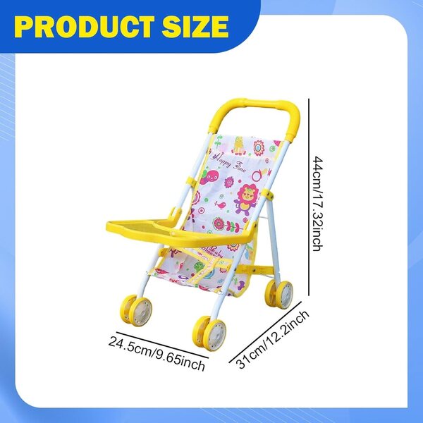 Colcolo Zusammenklappbarer Puppenwagen, 31 x 24,5 x 44 cm, Gelb, für Rollenspiele