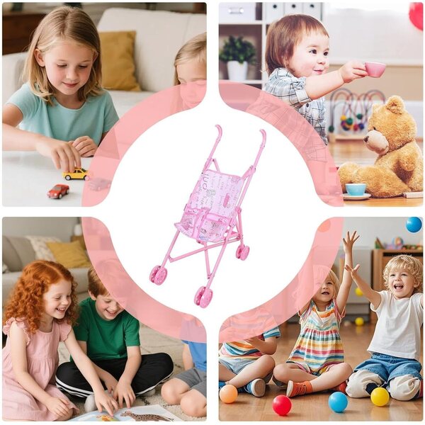 Zusammenklappbarer Puppenwagen aus ABS und Polyester, Nachahmungsspiel für Kinder von 1 bis 6 Jahren