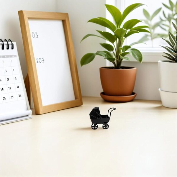 Miniatur-Kinderwagen aus schwarzem Schmiedeeisen für Puppenhaus und Schlafzimmer