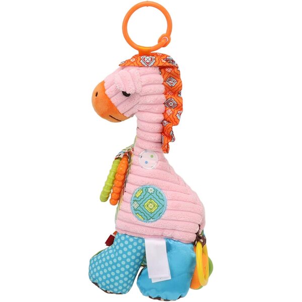 Acouto Giraffenrassel für Kinderwagen mit Spiegel und Plüschbeißring