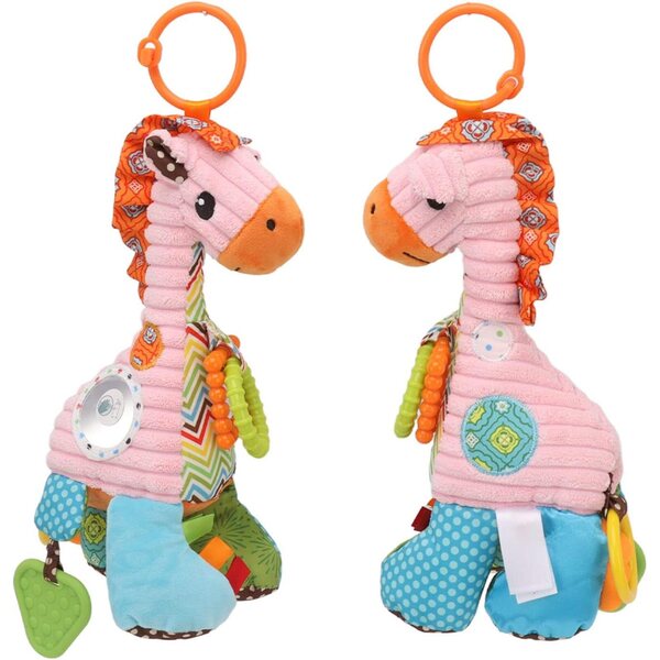 Acouto Giraffenrassel für Kinderwagen mit Spiegel und Plüschbeißring