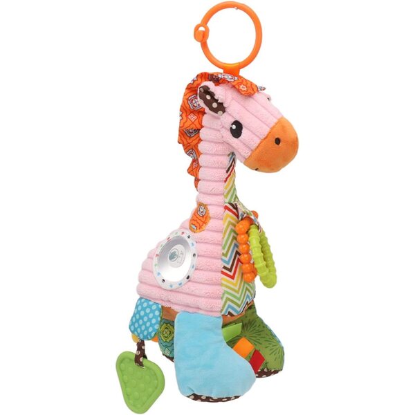 Acouto Giraffenrassel für Kinderwagen mit Spiegel und Plüschbeißring