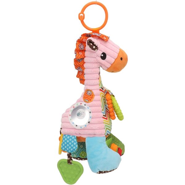 Acouto Giraffenrassel für Kinderwagen mit Spiegel und Plüschbeißring