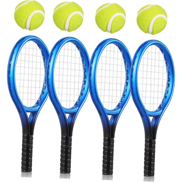 HEMOTON Mini Racchette e Palline da Tennis Set 4 Portachiavi in Plastica Resistente