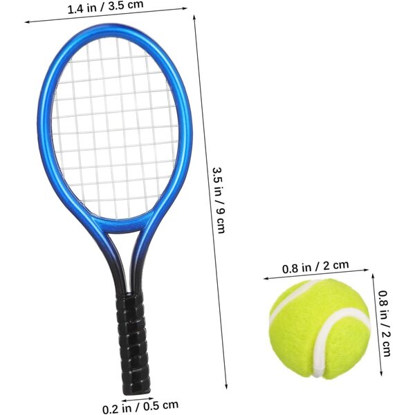 HEMOTON Mini Racchette e Palline da Tennis Set 4 Portachiavi in Plastica Resistente