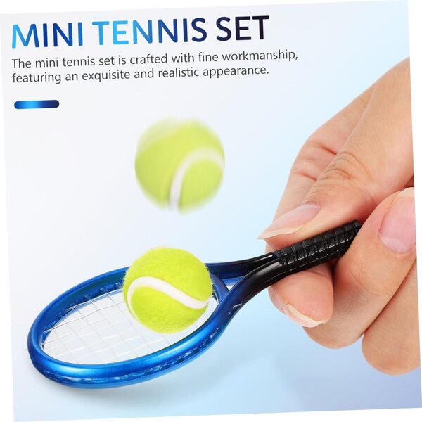 HEMOTON Mini Racchette e Palline da Tennis Set 4 Portachiavi in Plastica Resistente