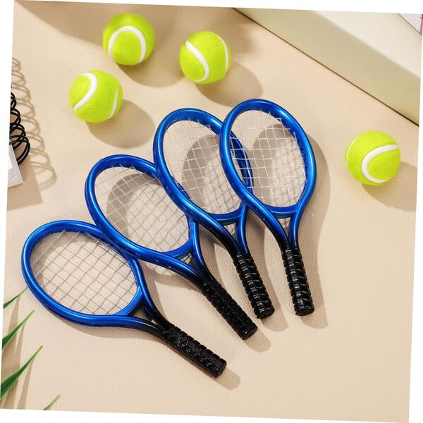 HEMOTON Mini Racchette e Palline da Tennis Set 4 Portachiavi in Plastica Resistente