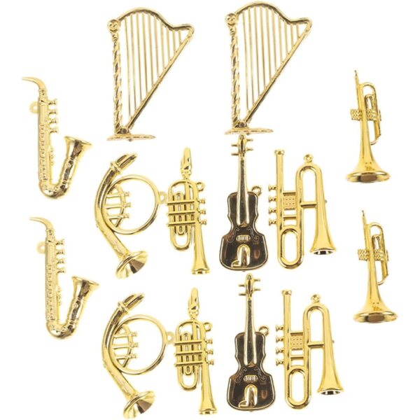 Set 14 Mini Strumenti Musicali in Plastica Decorativi per Casa di Bambola e Feste