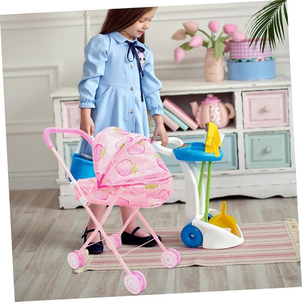 Beaupretty Leichter, faltbarer und funktioneller Spielzeug-Kinderwagen für Puppen