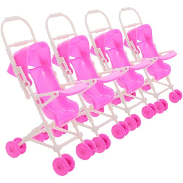 Beaupretty Set mit 4 zusammenklappbaren Regenschirm-Kinderwagen für Puppen, Rollenspiele für Kinder