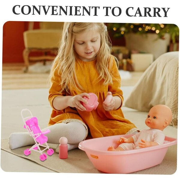 Beaupretty Set mit 4 zusammenklappbaren Regenschirm-Kinderwagen für Puppen, Rollenspiele für Kinder