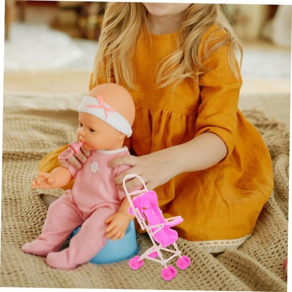 Beaupretty Set mit 4 zusammenklappbaren Regenschirm-Kinderwagen für Puppen, Rollenspiele für Kinder