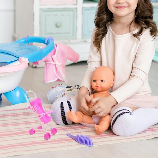 Beaupretty Set mit 4 zusammenklappbaren Regenschirm-Kinderwagen für Puppen, Rollenspiele für Kinder