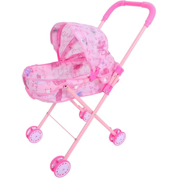 PartyKindom Mädchen-Kinderwagen mit Verdeck – Rollenspiel und Hand-Auge-Koordination