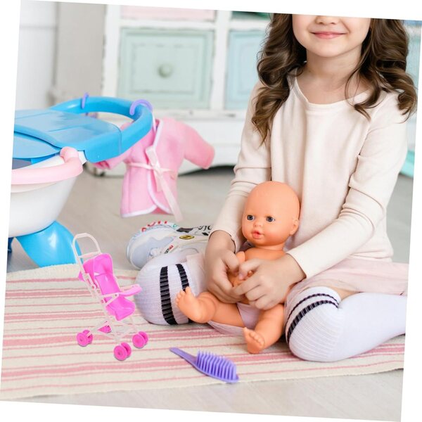 Hemobllo Pinker, leichter Miniatur-Kinderwagen für Kinder, Rollenspiele und Dekorationen